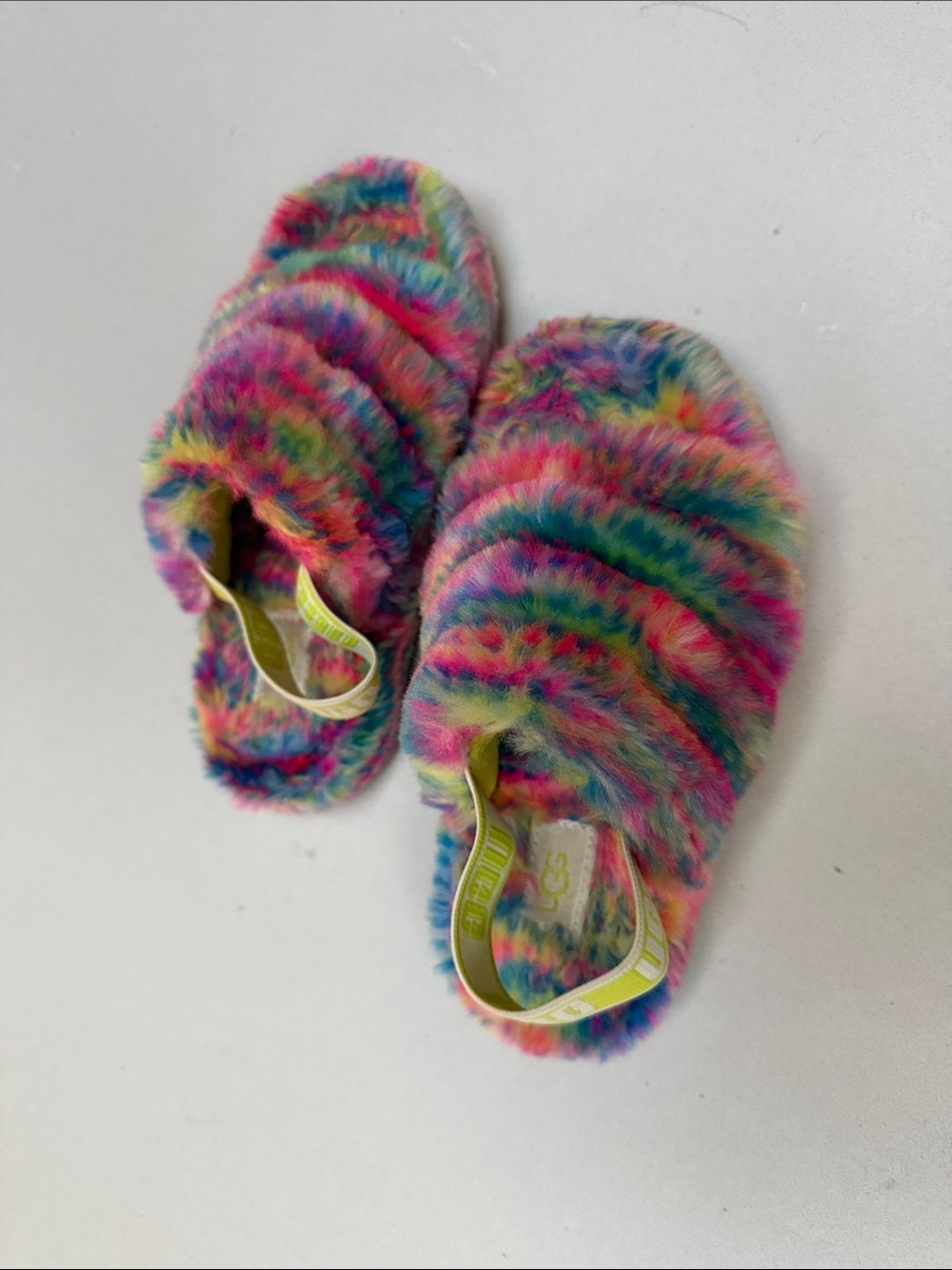 UGG Kids Multicolor Rainbow Fuzzy Slide Slippers